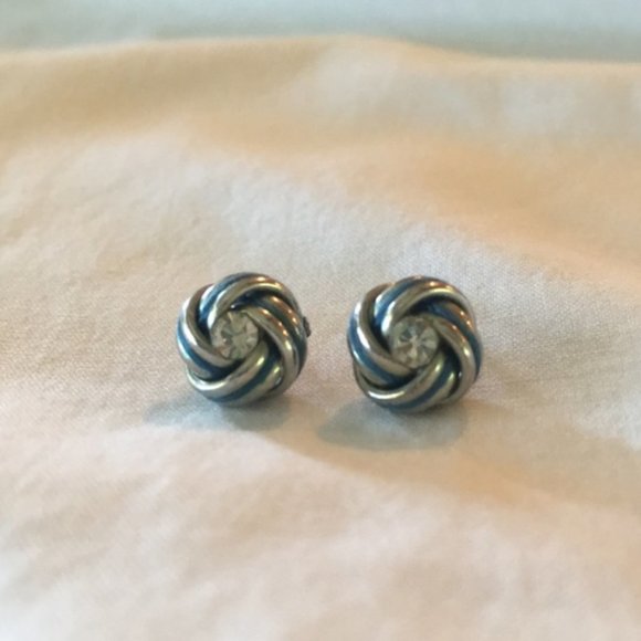 Silver knot with Blue Rhinestone American Eagle Outfitters Earrings NWT - Picture 5 of 5